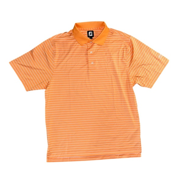 Footjoy Polo Legends Golf & Country Club Orange White Stripes Size Medium Preppy - Picture 3 of 10
